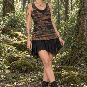 Upcycle Tanktop Dames – Tie-Dye Bleach Patroon | Duurzame Festival & Streetwear